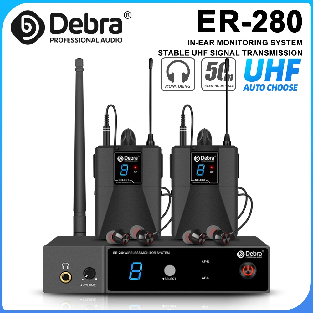 

Debra ER-280 In-Ear Monitoring Wireless System, Single-Channel UHF, with Multiple Receivers, for Stage and Small Concerts