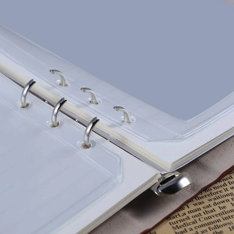 24 Pcs Binder Pockets A6 Size 6 Holes Binder Zipper Folders For 6-Ring Notebook Binder Loose Leaf Bags