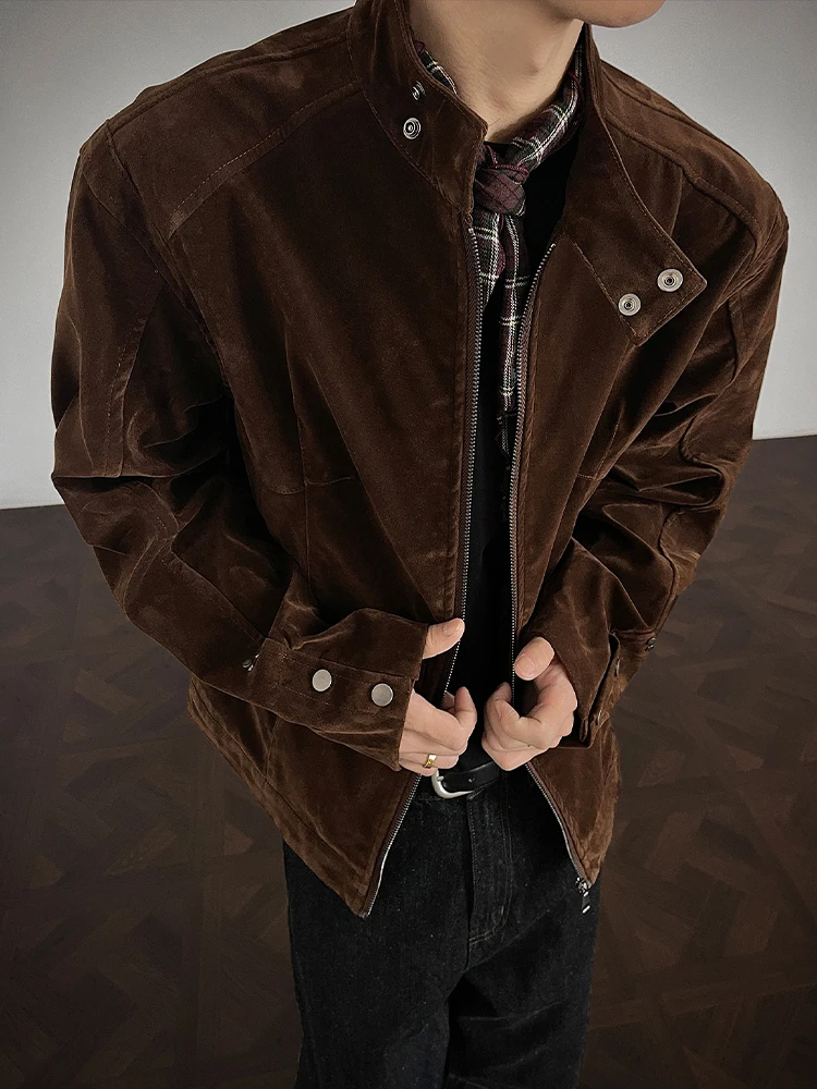 Cleanfit Brown Motorcycle Jaet Мужской бейсбольный жилет ort Sle Осенняя винтажная американская рабочая одежда для пар Верхняя одежда