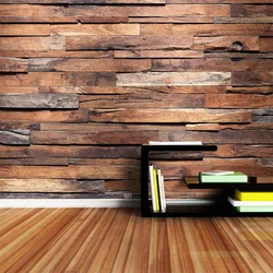 Papel tapiz con foto 3D personalizado, Mural De tablero De madera De grano Retro Para sala De estar, Cocina, Restaurante, decoración De Papel De pared