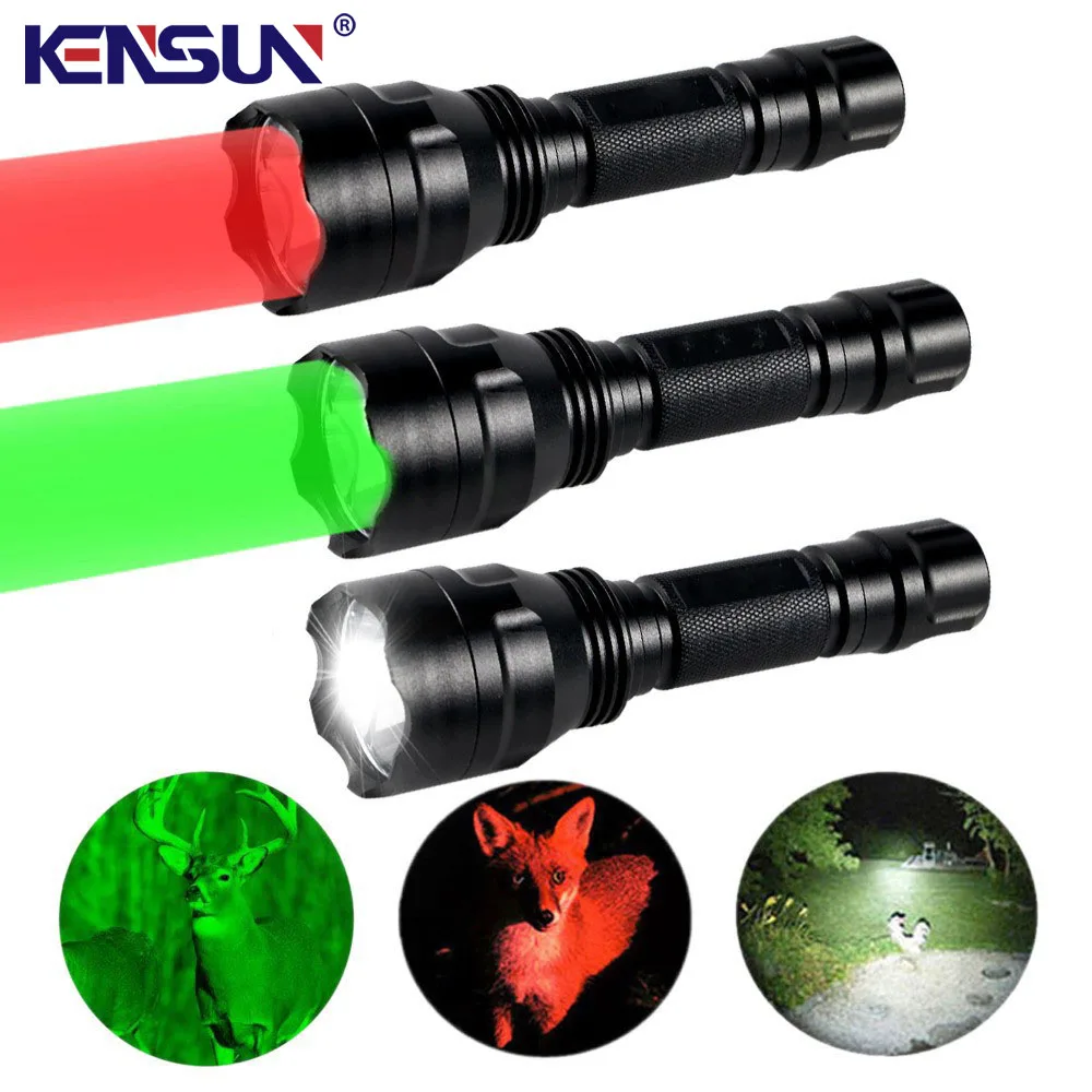 350LM 600-800 ياردة المدى C8 الأخضر LED الصيد مصباح يدوي التكتيكية 1-وضع الشعلة USB فانوس قابل لإعادة الشحن الطاقة بواسطة بطارية 18650