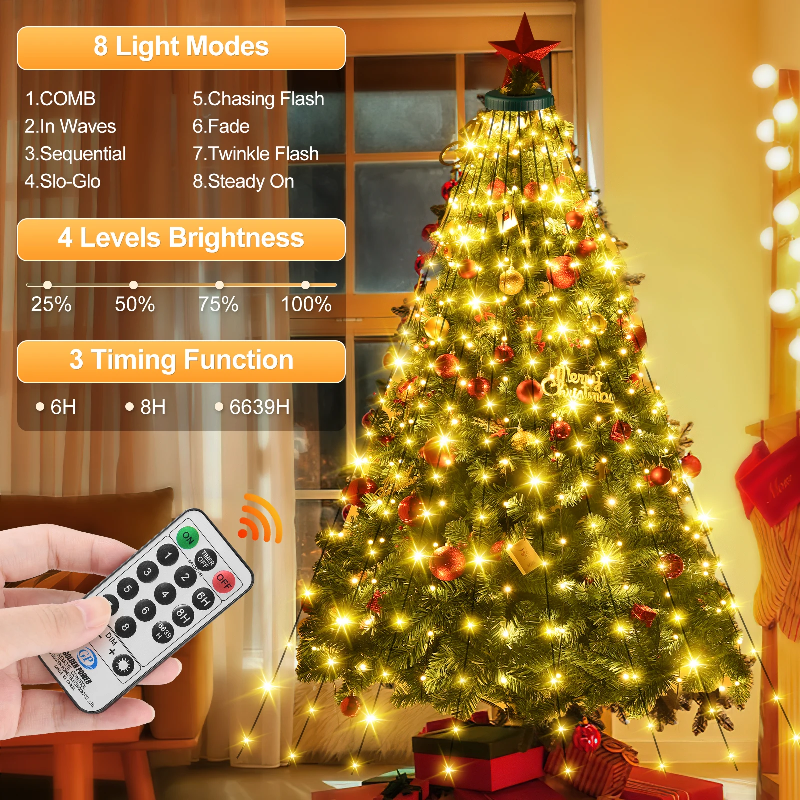 3M LED Cluster Firecracker String Lights 8 Modes Fairy Lights For Christmas Tree Wedding Garden Party Holiday Decoration Lamp