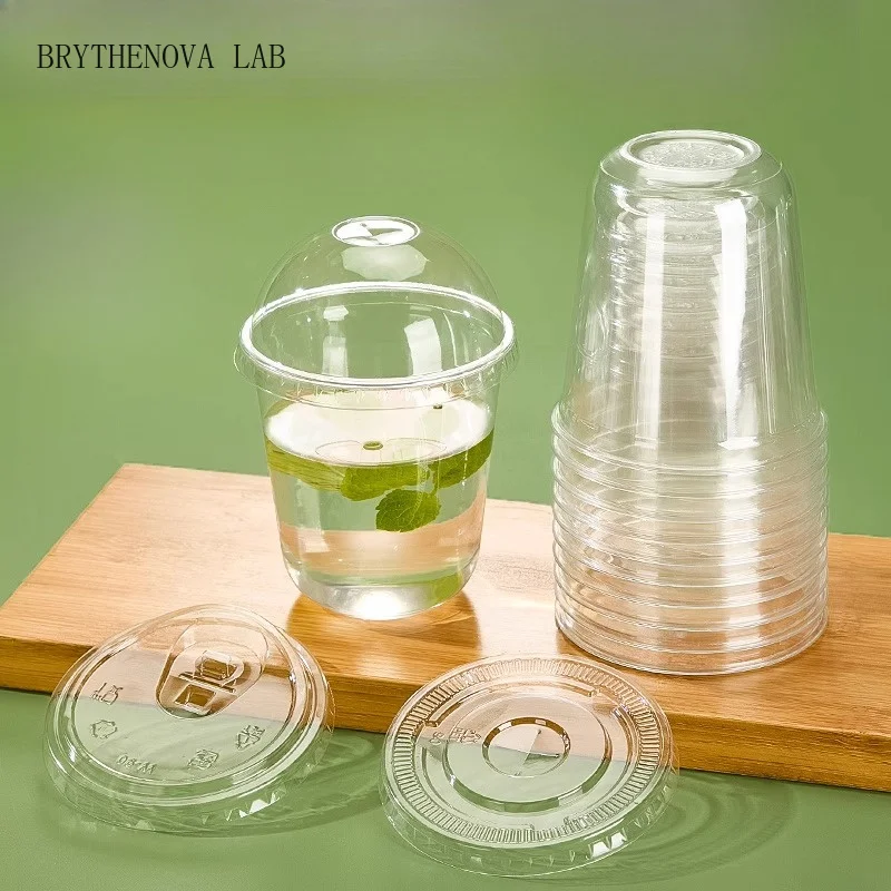 U Shaped Disposable Cold Drinks Plastic Cup 90 Caliber PET Material Coffee Transparent Cups with Lid Sealed Milk Tea Tumbler