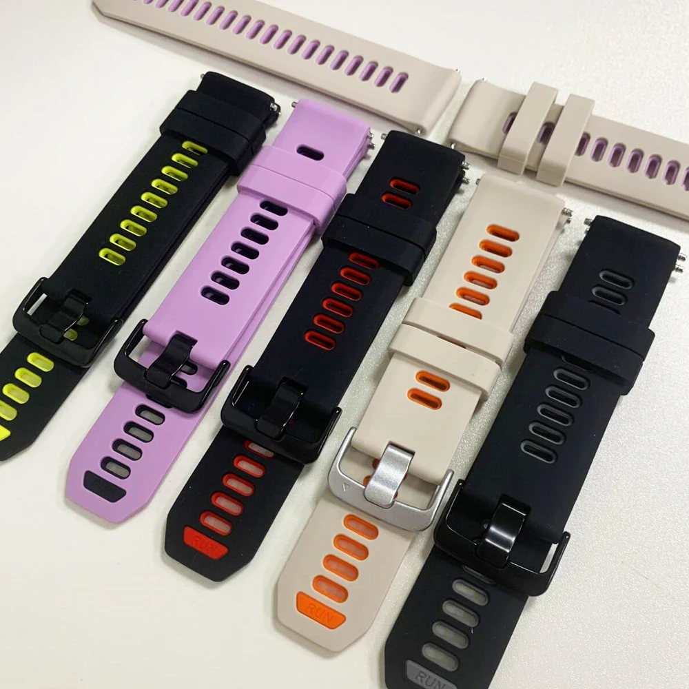 Garmin Forerunner 945 935 745 용 22mm 바이 컬러 스트랩 실리콘 스마트 스포츠 밴드 Forerunner 970 965 955 손목 밴드 액세서리
