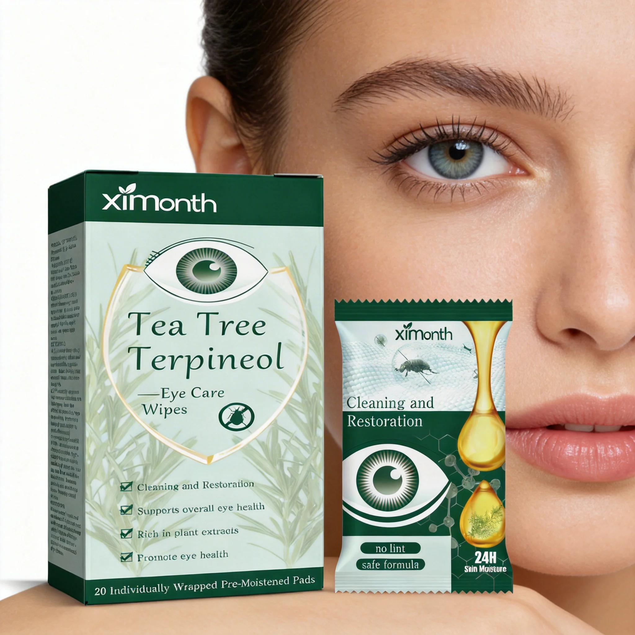 Eye Mite Removal Wipes Relieves Discomfort Reduce Itching Prevent Infection Improve Eyeball Fatigue Better Vision Eye Wipe 20PCS