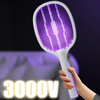 Electric Mosquito Killer Fly Swatter Trap 3000V Bug Zapper Racket 2 in 1 Fly Swatter with USB Rechargeable Mosquito Killer Lamp