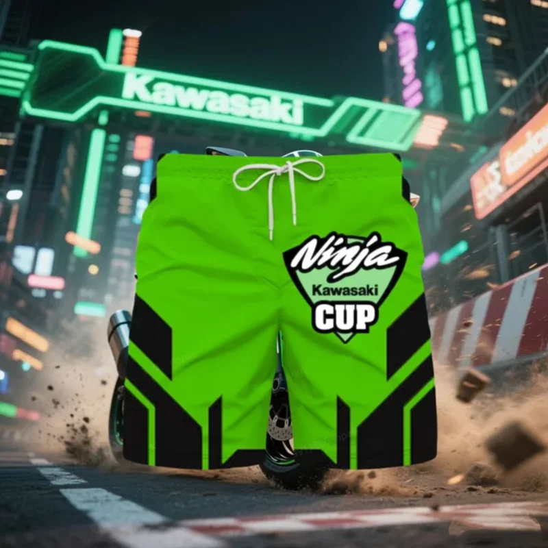 

Лето 2025 г., популярные мотоциклетные быстросохнущие дышащие шорты с узором Kawasaki и вездеходные мотоциклетные спортивные шорты