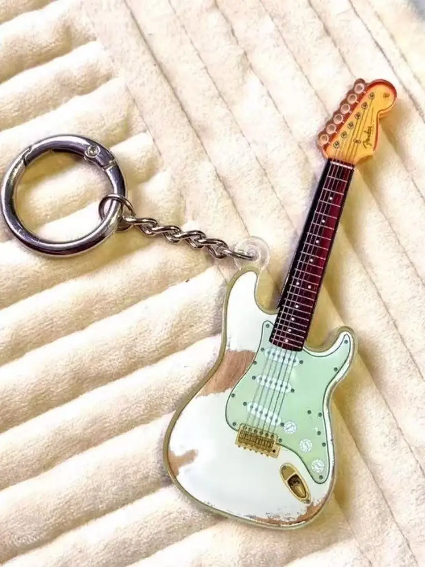 Acrylic Guitar Violin Creative Bag Hanging Ornament Keychain Gift for Best Friend School Bag Decoration Musical Instrument
