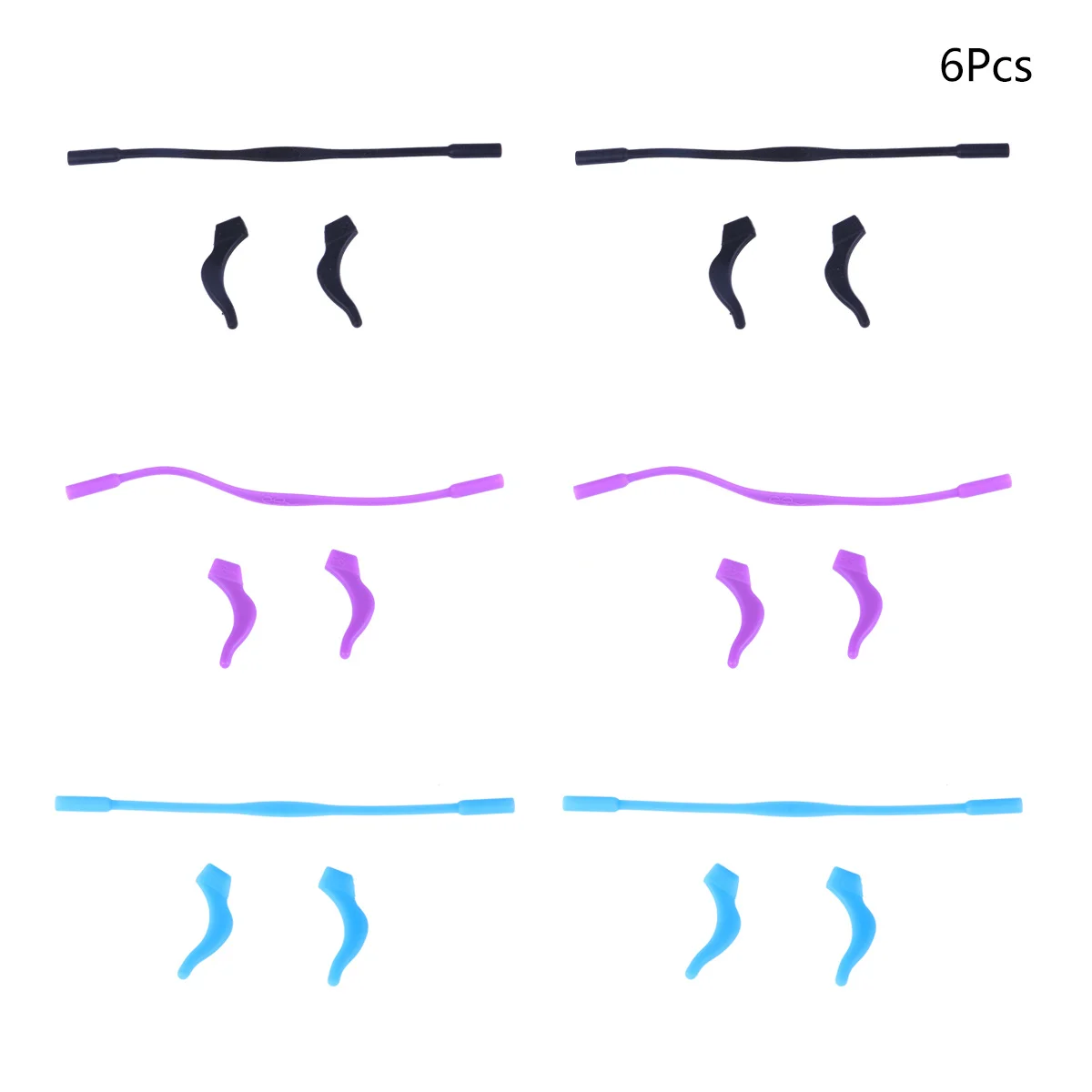 

6Set Eyeglass Strap Anti-Slip Holder Silicone Retainer Cord for Kids 3 Colors 67In 17Cm Length with 165In 42Cm Ear Hooks