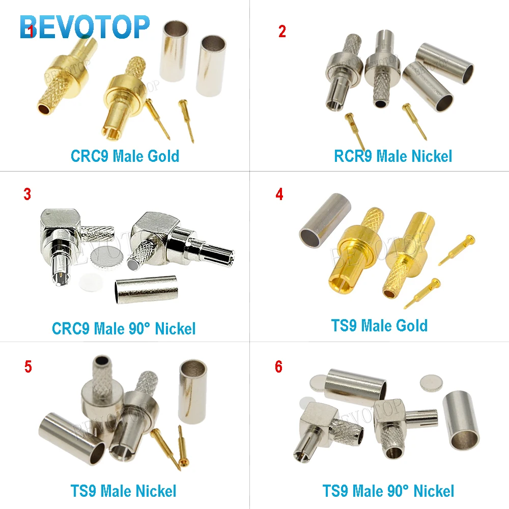 10 Uds conector RF 3G módem USB TS9 enchufe macho recto ángulo recto engarzado para Cable RG174 RG316 LMR100