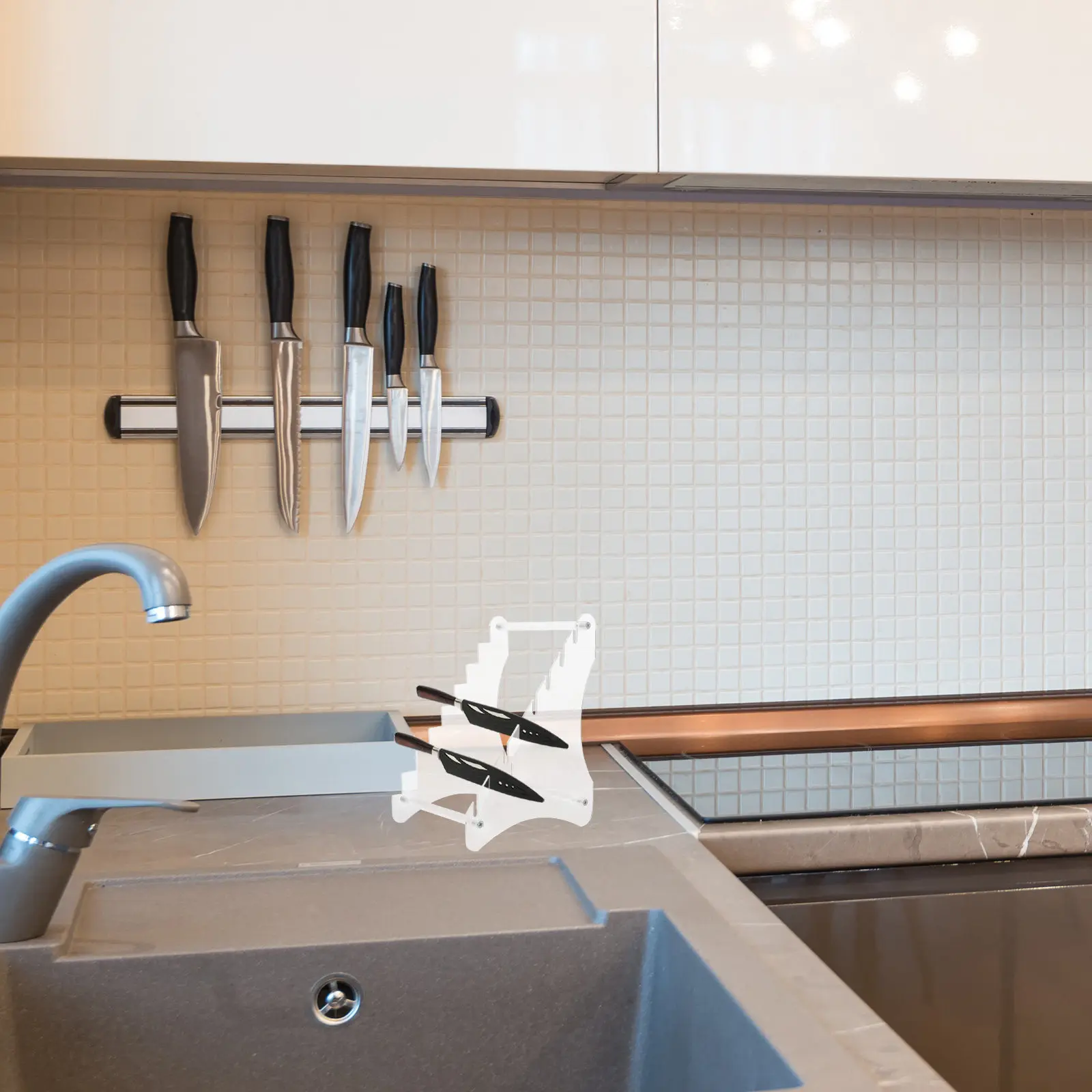 

Cutter Storage Rack Acrylic Desktop Organizer for Kitchen Tools Space Saving Display Stand Easy Access Cutter Bracket Household