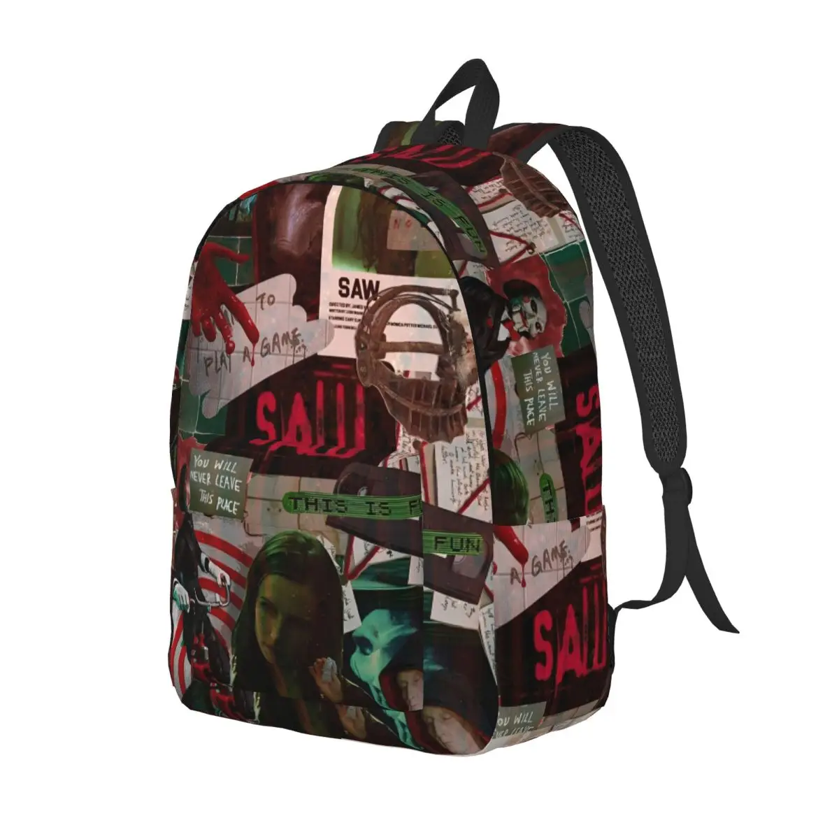 Saw Jigsaw Horror Movie Backpack for Men Women Cool Student Hiking Travel Daypack Halloween Gothic Laptop Canvas Bags Sports