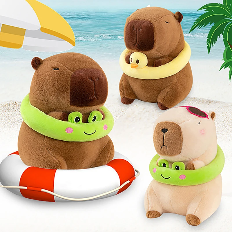 

New Summer Theme Frog Duck Swimming Circle Capybara Plush Toys Lovely Cartoon Animals Stuffed Doll Gift Home Decor Plush Doll