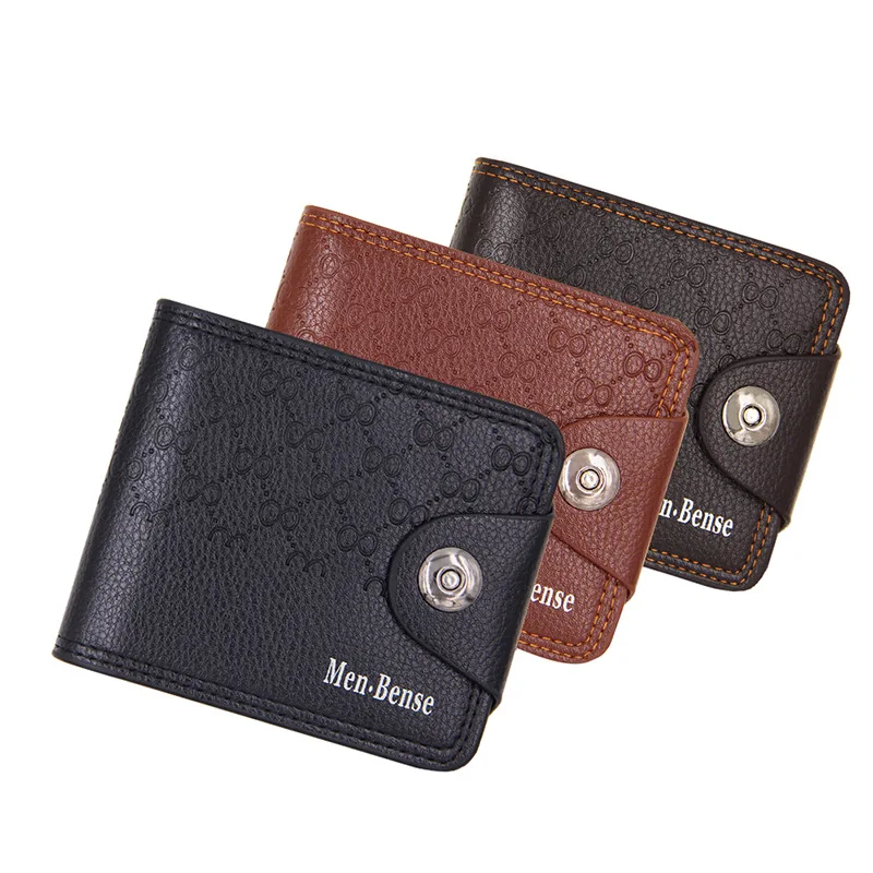 New Short Men Wallet Luxury Card Holder Simple Men's Purses High Quality Photo Holder Magnetic Buckle Male Money Clips