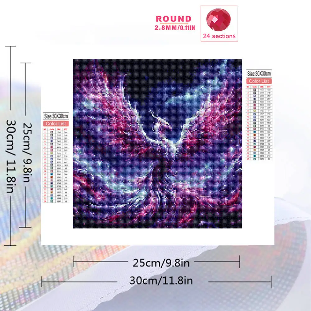 Evershine Full Square Round Diamond Painting Phoenix Animal Craft Kit Mosaic DIY Embroidery Bird Acrylic Craft Supplies Wall Art