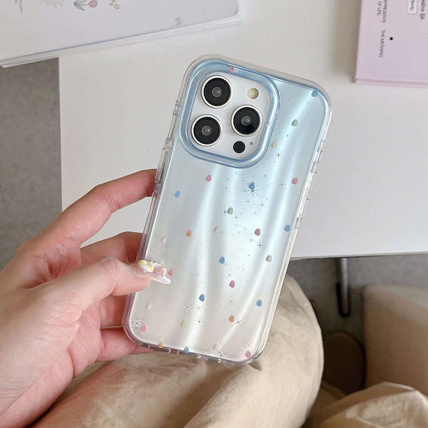 Чехол для телефона с градиентом цвета для Iphone 16 15 14 13 Pro Max 16 Pro, чехол для телефона с рисунком капель дождя Aurora 15 Pro max, креативный чехол