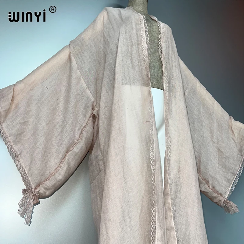 WINYI Bohemian Kimono New Women Coat Loose Tassels Long Coat Beach Holiday Swimming Cover Up Party Dresses Luxury Dubai Abaya