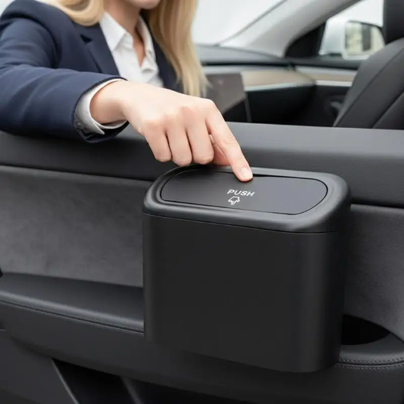 Car Trash Can With Lid Leak-proof, Portable Hanging Trash Can For Vehicle Organization view 2