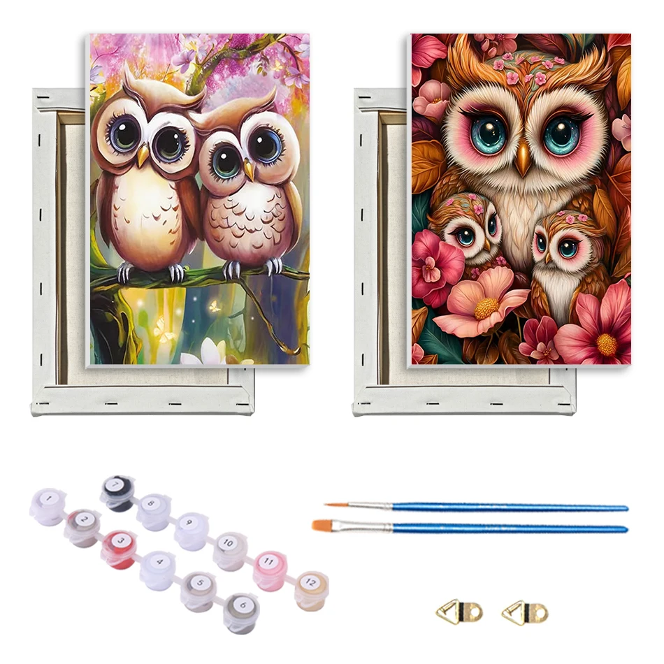 

SDOYUNO Painting Paints By Numbers Easy Draw For Beginner Diy Crafts Animals owl 20x30cm With Frame Acrylic Paints On Canvas Set