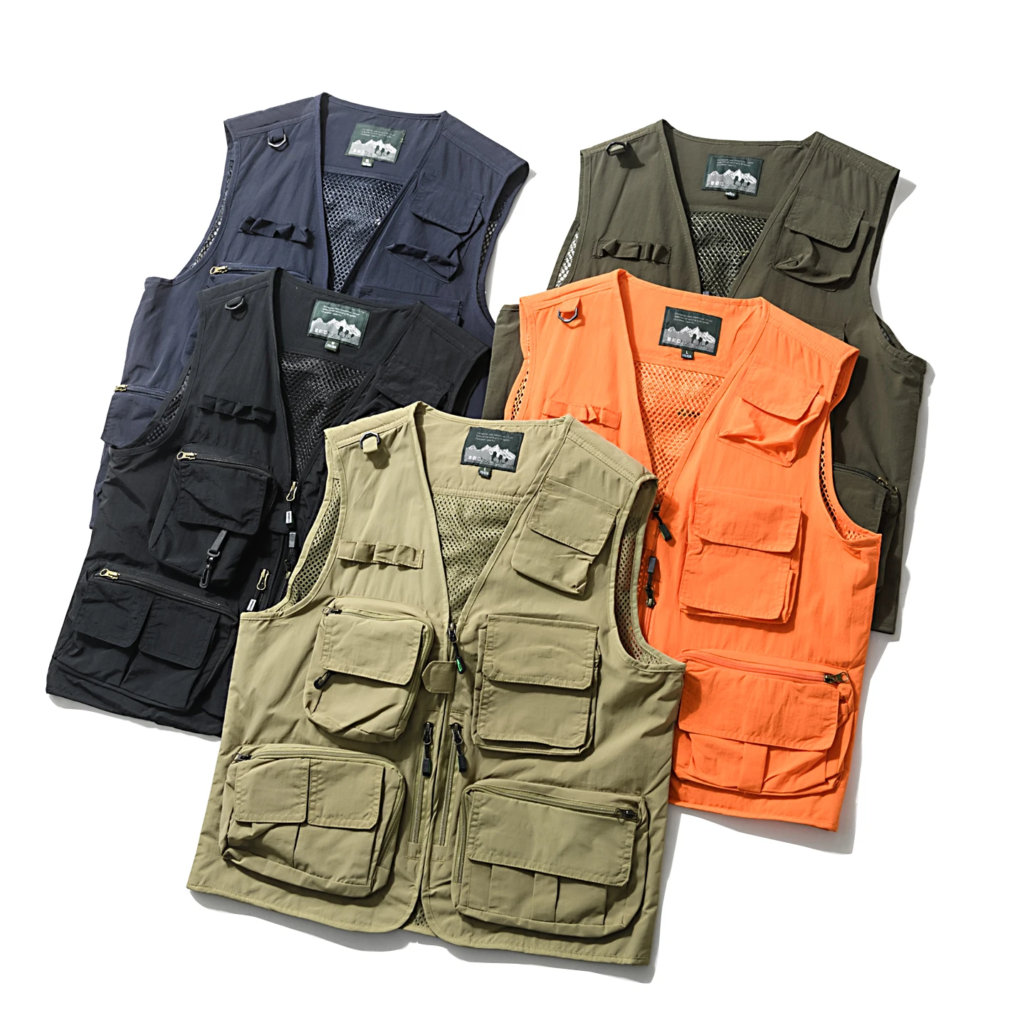 Trendy Retro Men's Outdoor Climbing Fishing Vest Large Size Multi-Pocket Workwear Breathable Waterproof Nylon Casual Style