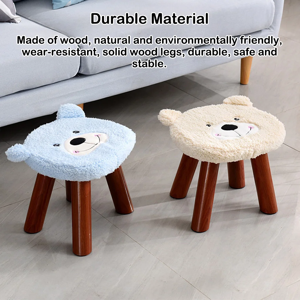 Solid Wood Footstool Shoe Stool Living Room Simple Sofa Footstool Anti-slip Footrest Sponge Cushion Children’s Stool Home Indoor