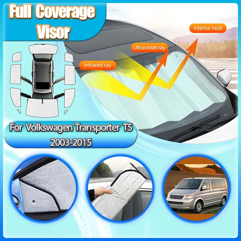 

Для VW Volkswagen Transporter T5 (LWB) 2003-2015: Полные солнцезащитные козырьки на окна, накладки, аксессуары для автомобиля