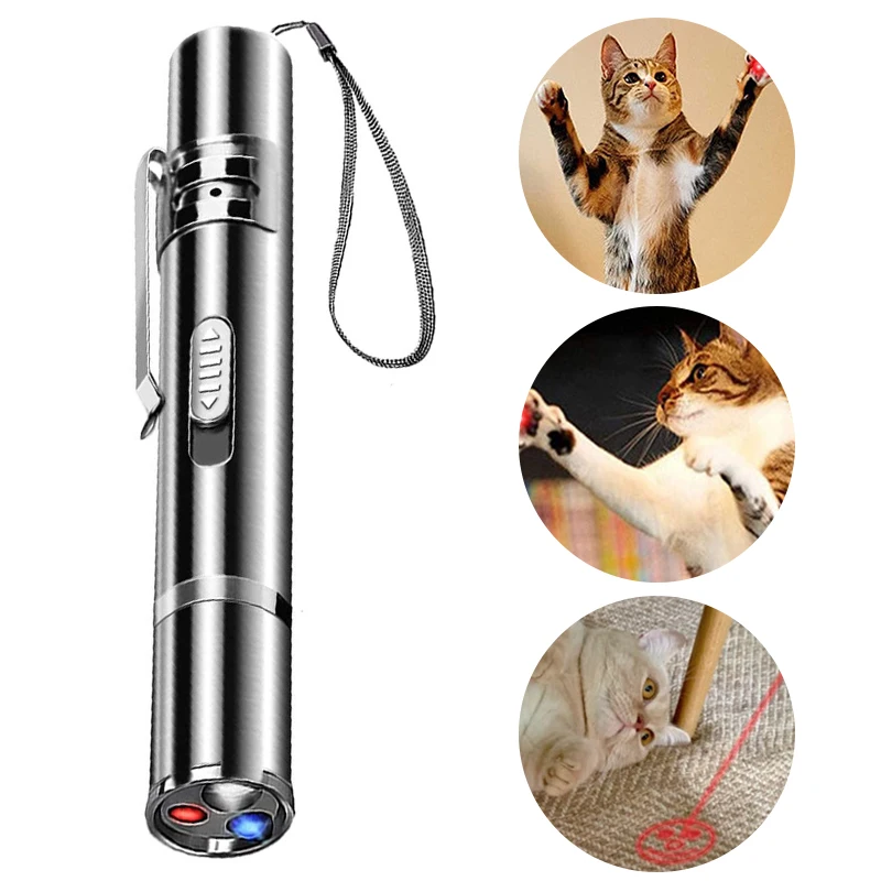 Cat Toy 3 in 1 USB Rechargeable Funny Cat Chaser Toys Mini Flashlight Laser LED Pen Light Cat Light Pointers Flashlight