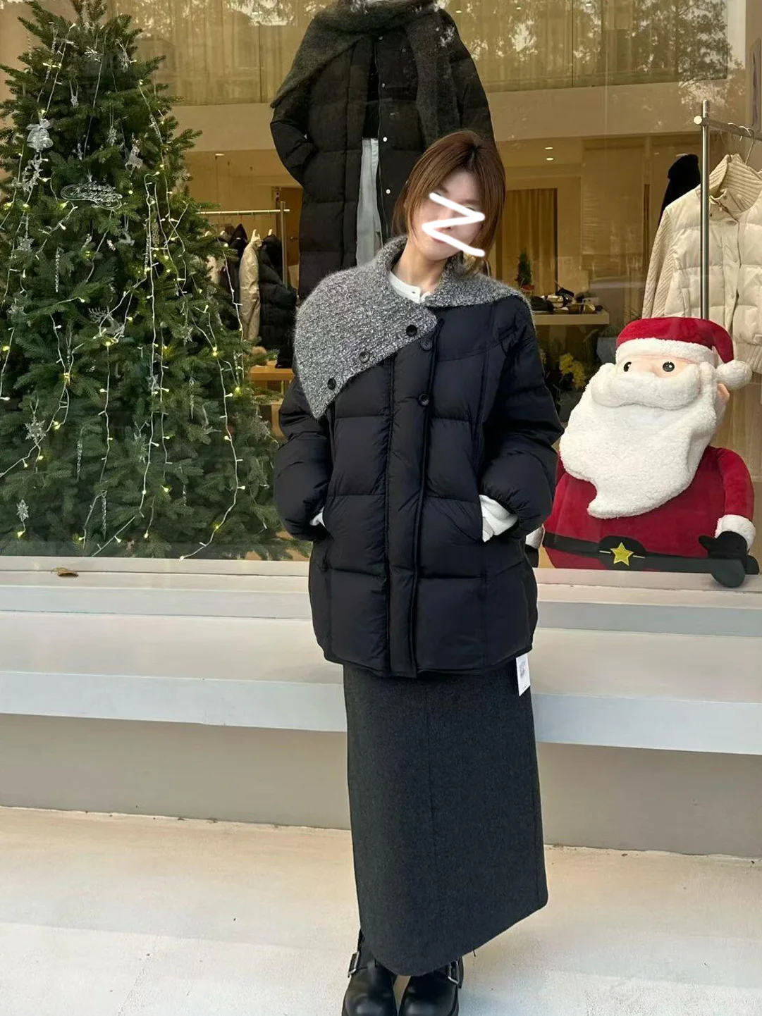 

Черная свободная теплая хлопковая куртка женская, модная, универсальная, для повседневной носки, плотная верхняя одежда, зима 2025, в корейском стиле, с длинными рукавами