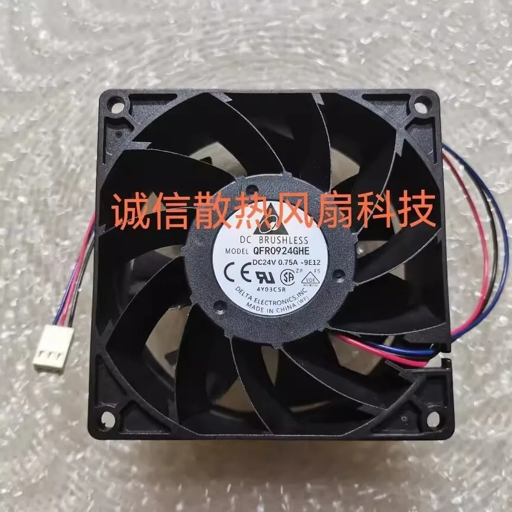 For Delta QFR0924GHE 9038 DC24V 0.75A 90*90*38MM 3-Pin Inverter Cooling Fan