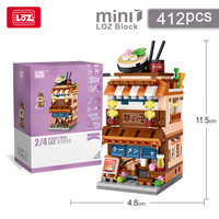 LOZ rotating street series Japanese style ramen shop hot spring house clothing store matcha shop building block model gift toys