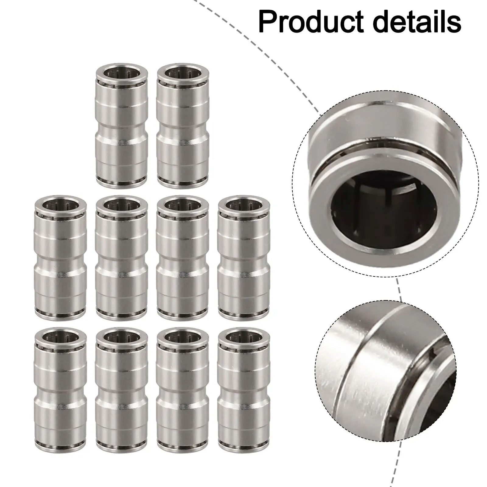 Pneumatic Air Fitting Nickel Plated Hose Connector 304 Stainless Steel Claws Multiple Size Diameters Nickel-plated Copper Body
