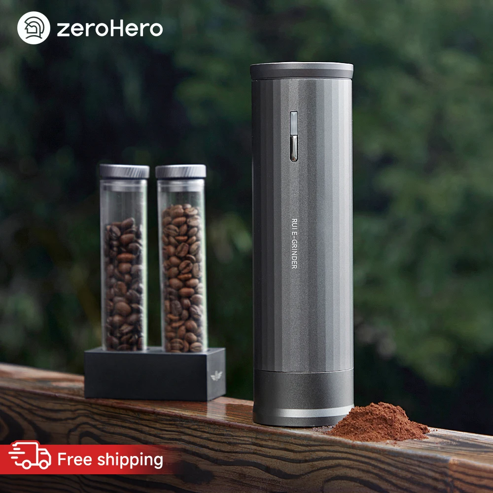 zeroHero Rui Coffee Grinder 50s Fast 70dB Quiet External Dial Auto Stop for Home Office Espresso Moka Pot French Press & Outdoor
