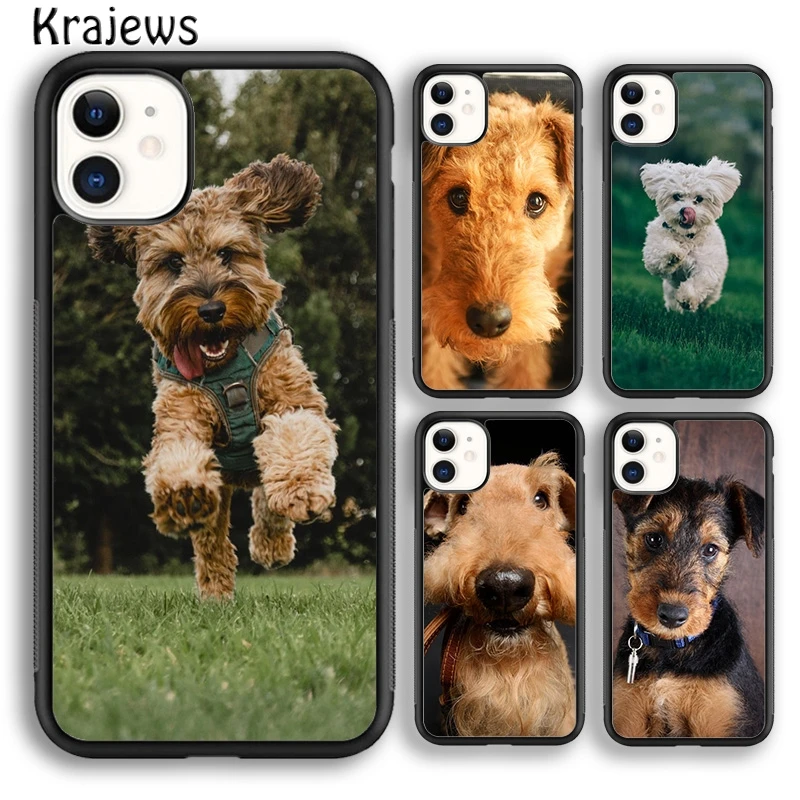 Krajews Airedale Terrier Dog soft Phone Case Cover For iPhone 16 15 14 plus XS XR 11 12 mini 13 pro max coque Fundas