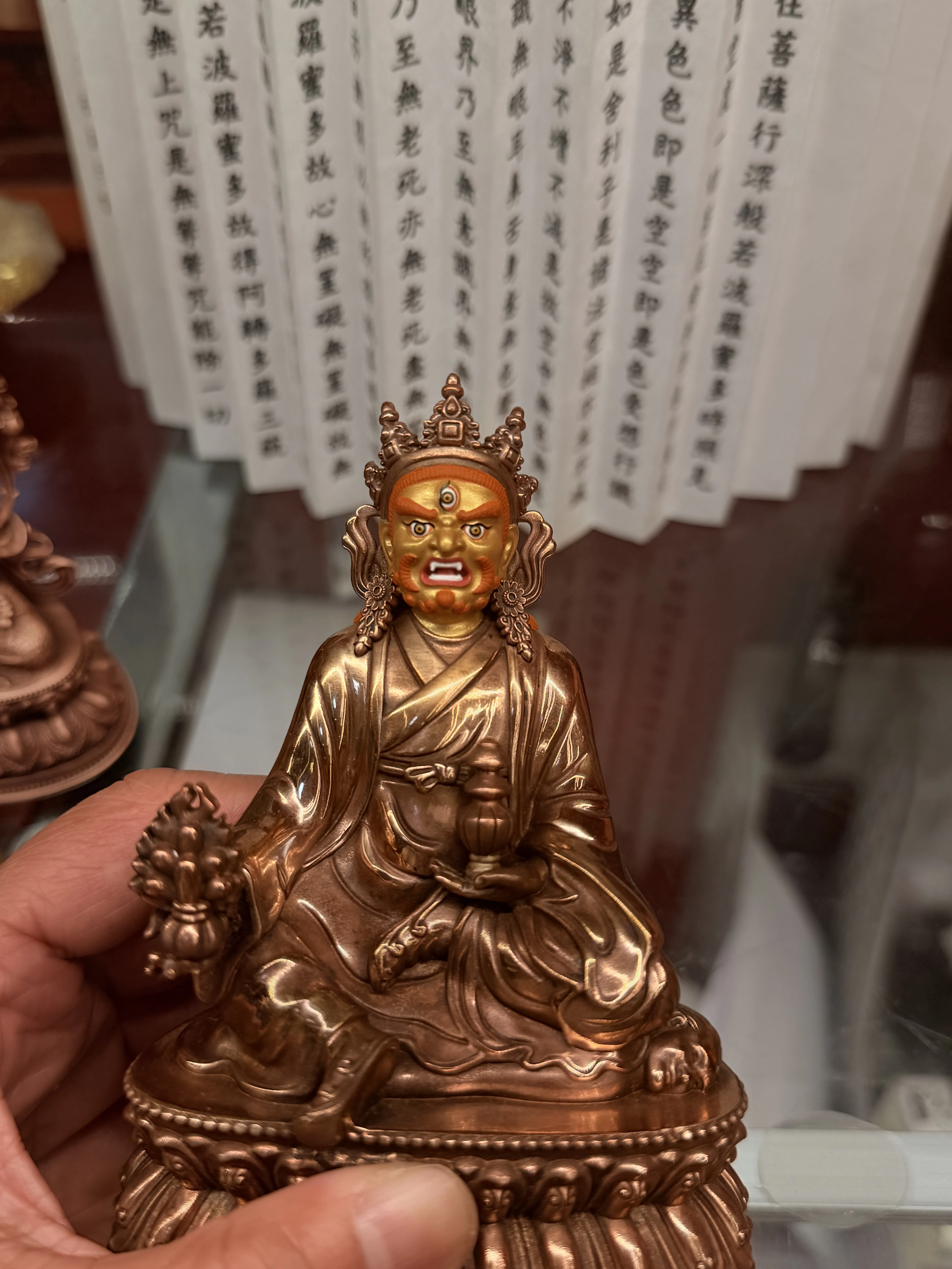 Shanglong Protector Pure Copper Open Face Boutique Buddha Statue Height 11 cm