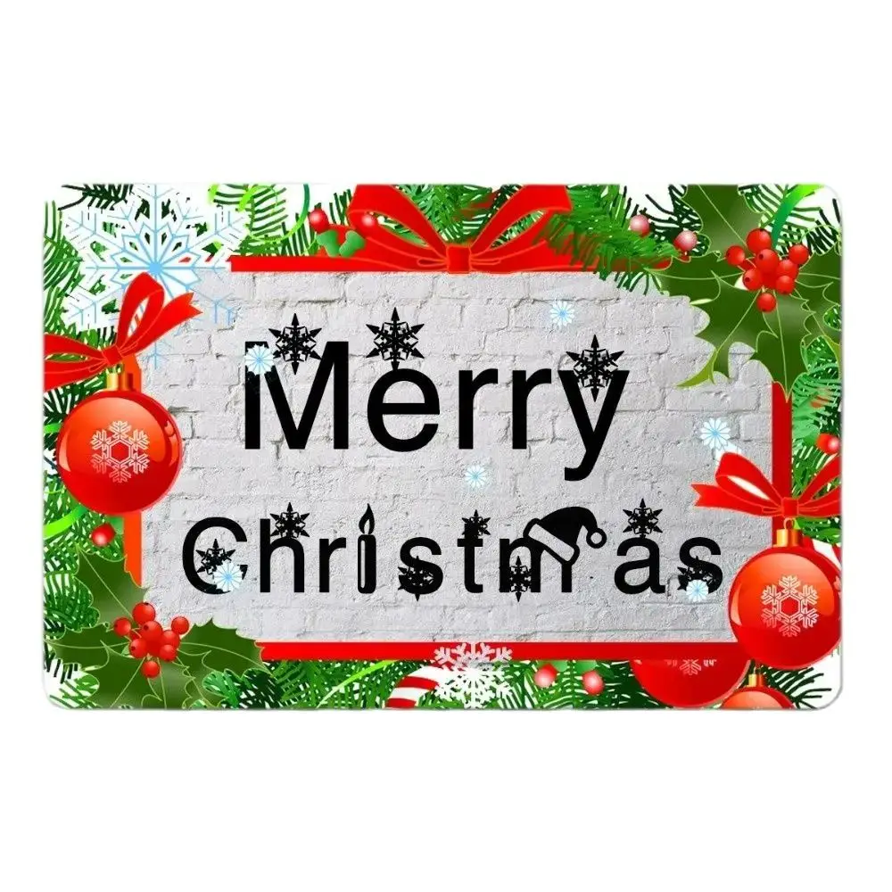 

Entrance Floor Mat Non-slip Merry Christmas Door Mat Outdoor Indoor Rubber Mat Non-woven Fabric Top 15.7x23.6 Inch