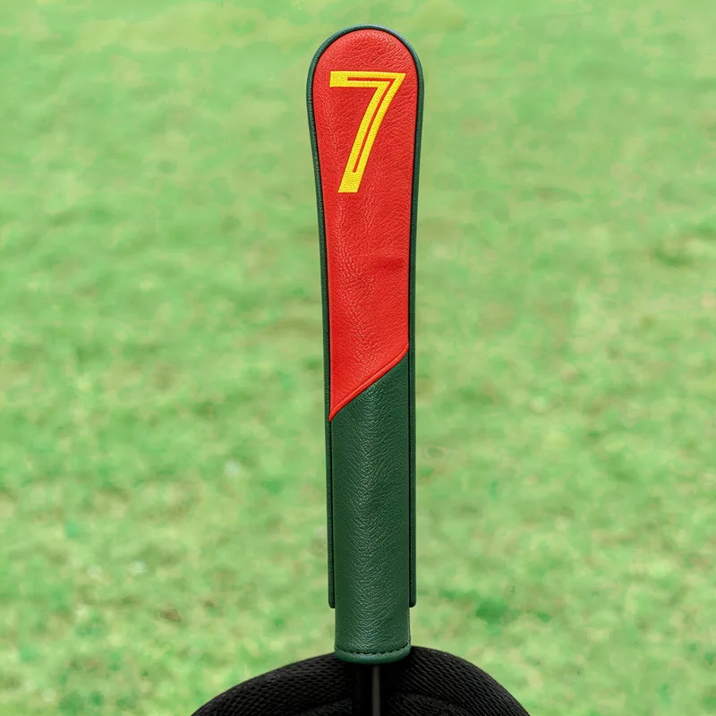 Golf Alignment Stick Cover Number 7 Embroidery PU Leather Practice Rod Protective Sleeve