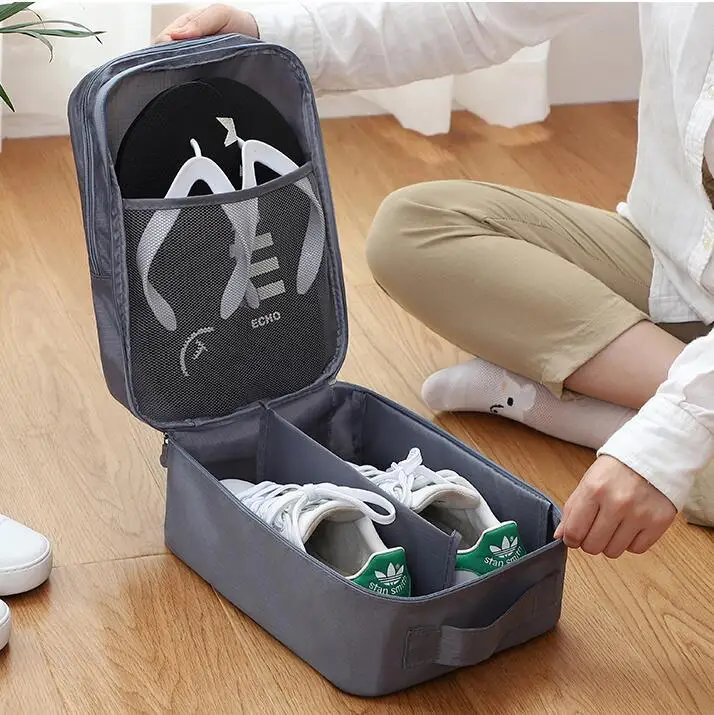 

Pure Color Minimalist Twill Oxford Cloth Travel Storage Bag for Three People's Shoes During Outdoor Activities