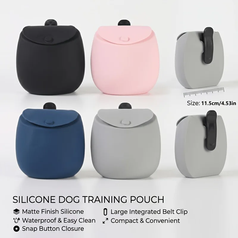 1Pc Portable Silicone Puppy Snack Storage Bag, Magnetic Closure Dog Training Treat Pouch With Durable Clip For Walking Training - view 6