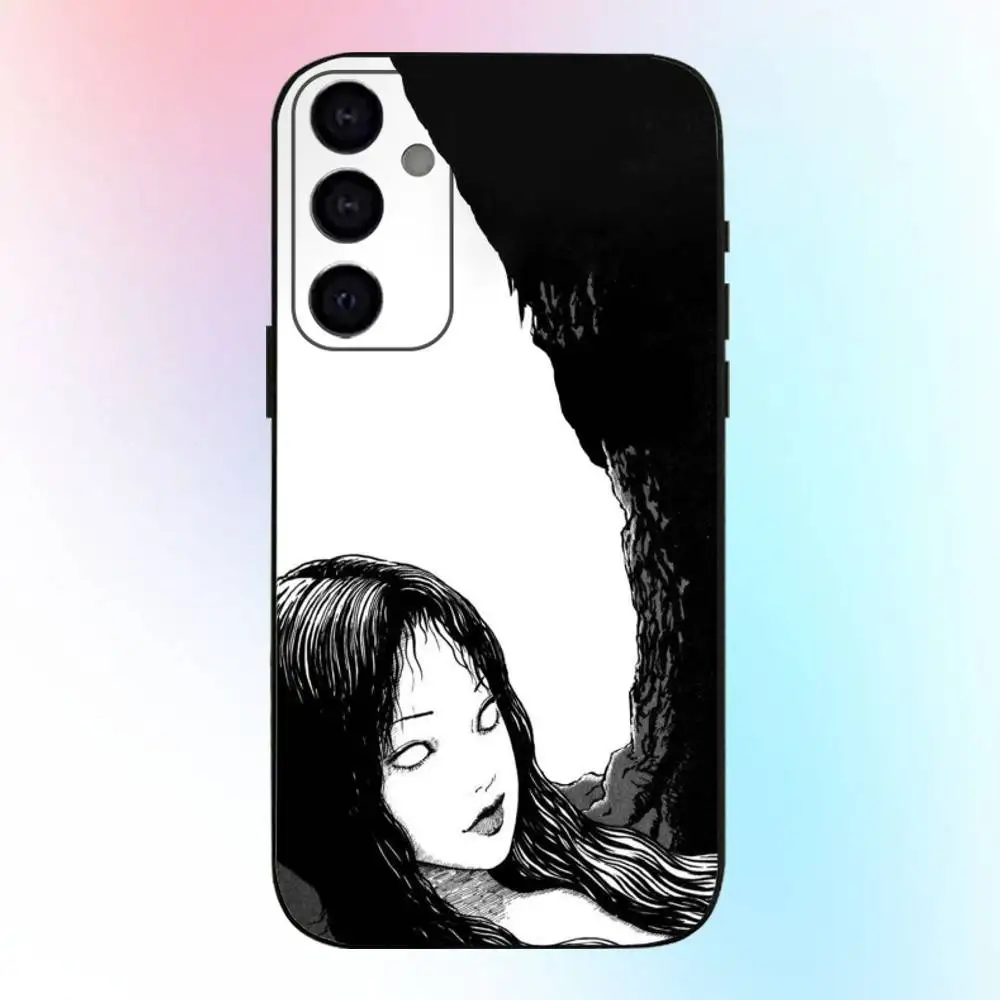 Capa de telefone Comics T-Tomie J-Junji Ito para Samsung Galaxy A73, A72, A71, A70, A53, A52, A51, Outros Capa preta macia