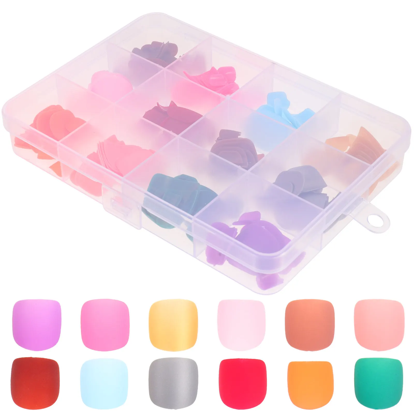 Fake Toe Nails Frosted Pedicure False Toenail Tips Multiple Sizes Colored Full Cover Fake Nail for Toe Nail Art Decorations