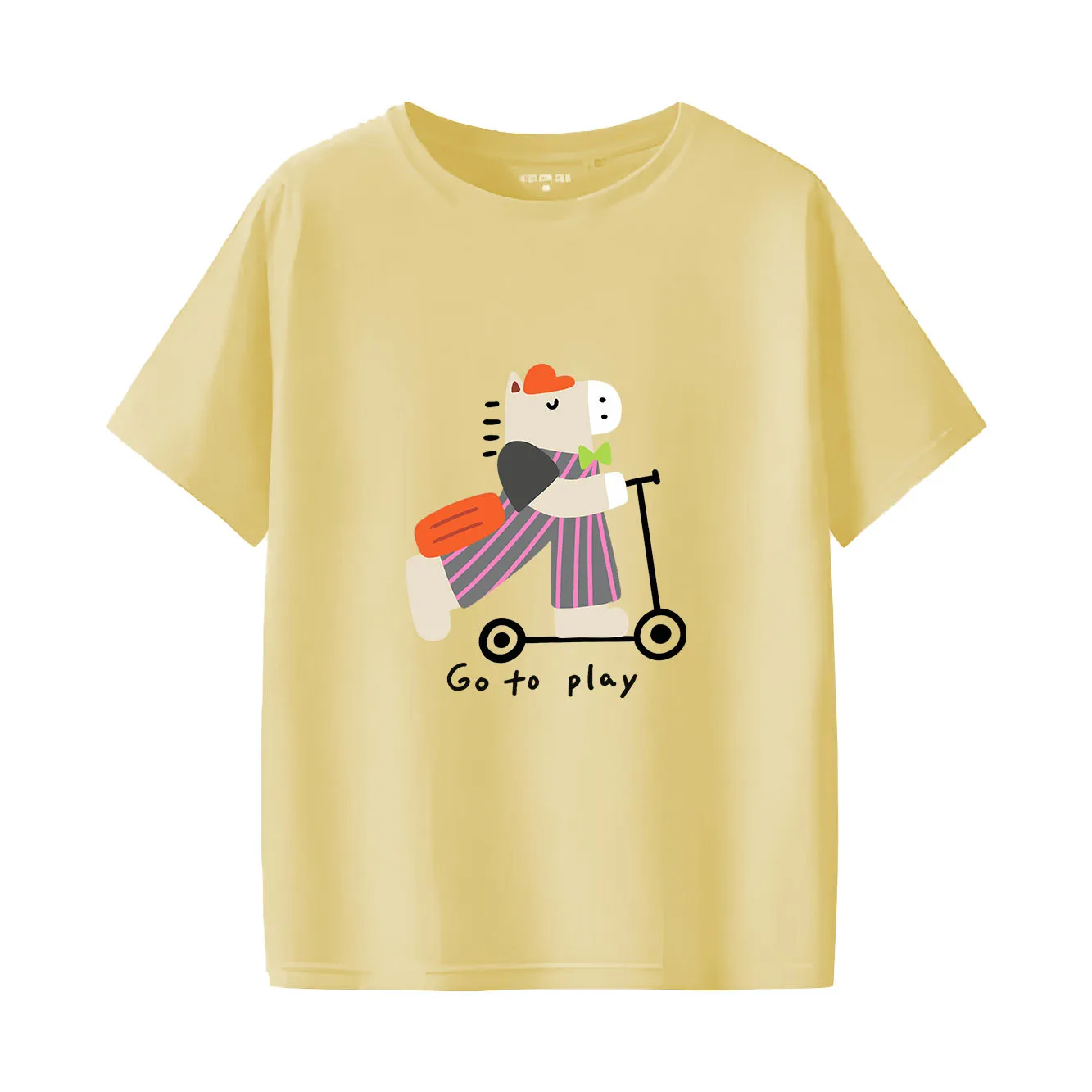 تي شيرت نسائي مطبوع عليه رسوم كرتونية لطيفة للخروج للعب بسيط وبسيط يبدو رائعًا