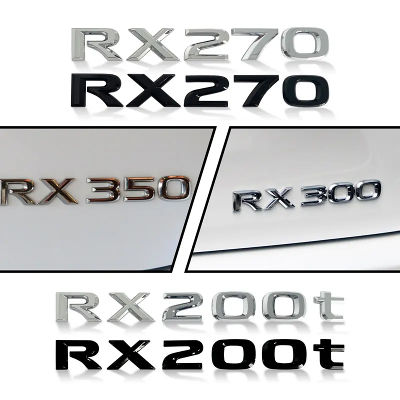 1X 3D Metal/ABS Sticker RX270 RX300 RX350 RX200t Emblem Badge Chrome Black/Sliver Letter Decal For Lexus Rear Trunk Decor