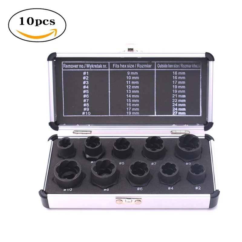 

10Pcs Nut Remover High and Short Slider Nut Screw Removal Tool Set Broken Screw Remover