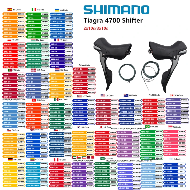 Shimano TIAGRA 4700 Shifter Left 2s/Right 10s/A Pair 2x10s Shifter Levers DOUBLE Road Bike Bicycle Shifter Bike Accessories