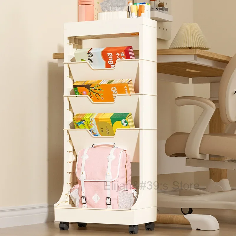 Nordic Removable Desk Side Bookshelf Office Magazine Shelf 3 Layers Home Student Books Bag Snacks Storage Rack Clutter Organizer