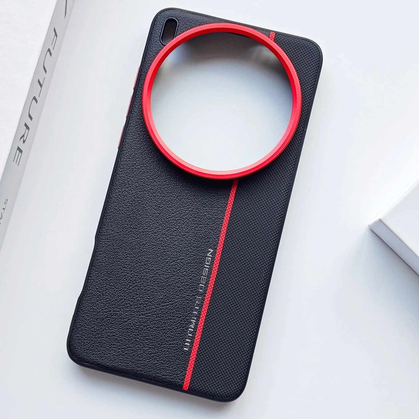 

Чехол для Vivo X200 Ultra, роскошный кожаный чехол, приятный для кожи, металлический красный круг, защитная задняя крышка для Vivo X200S X200 Pro Mini Shell