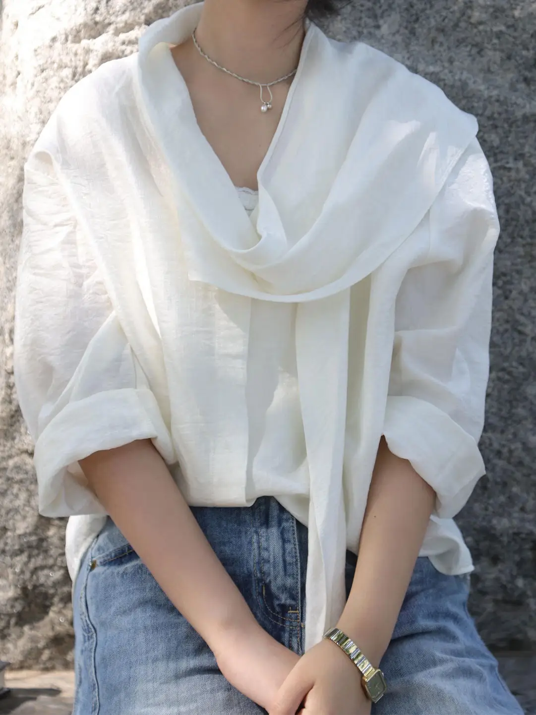 

Fashionable Casual Long Sleeve Shirt Women's Elegant Slimming Top Trendy Shirt Polyester Fabric Spring Season