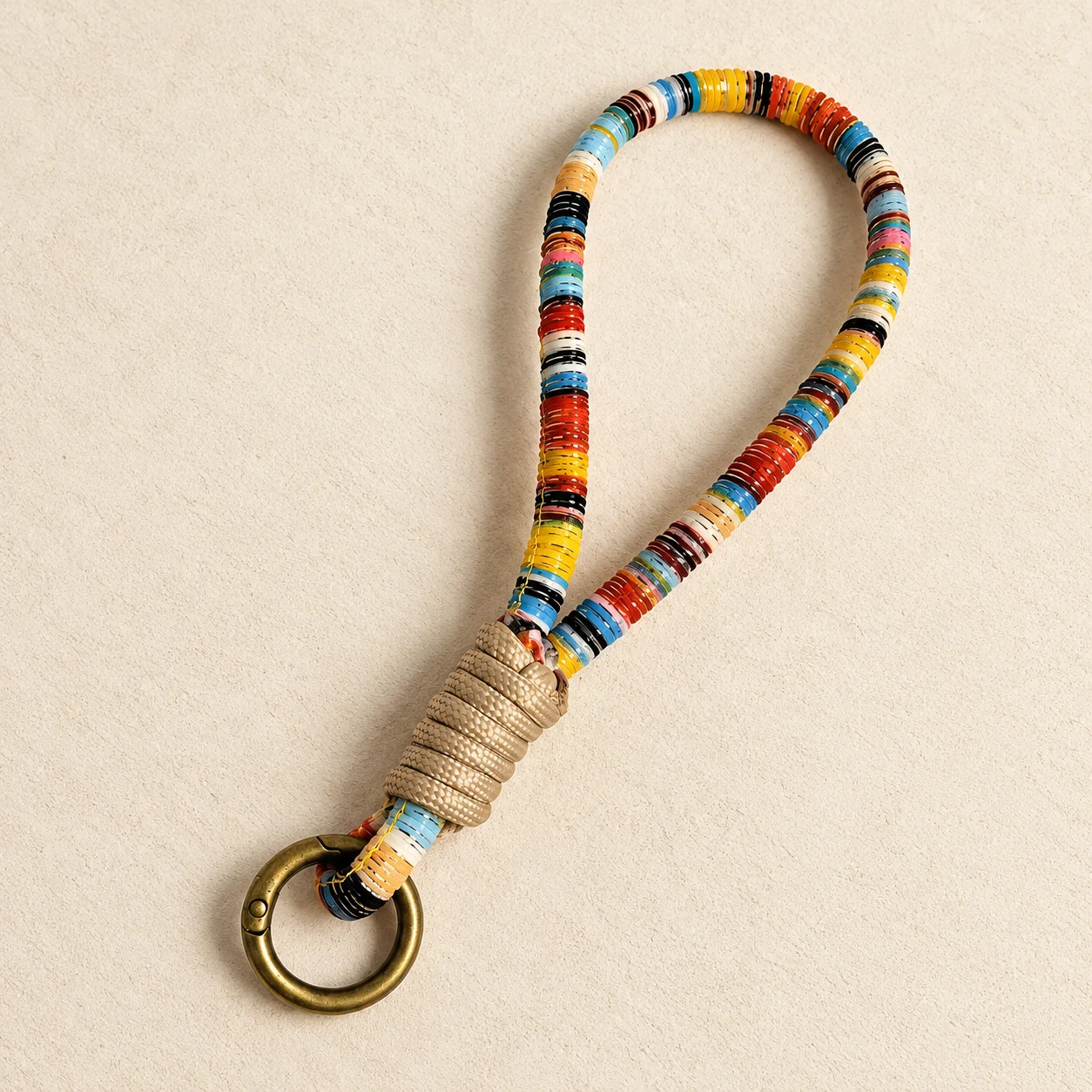 Ethnic Style Woven Keychain Colorful Braided Rope Key Ring Wrist Strap for Women Girls Handbag Accessories