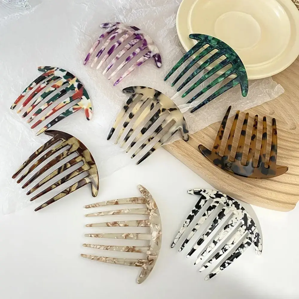 Acetate Sheet 6 Teeth Plate Hair Comb Insert Comb Hairpin Headwear Jewelry Ponytail Fork Comb Hair Clips Girls Gifts