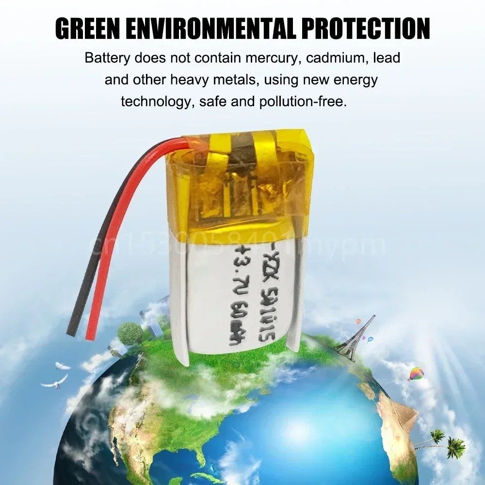 3.7V 60mAh 501015 Rechargeable Lithium Polymer Battery for MP3 MP4 GPS MID Toys Bluetooth Earphone Smart Watch Lipo Cell